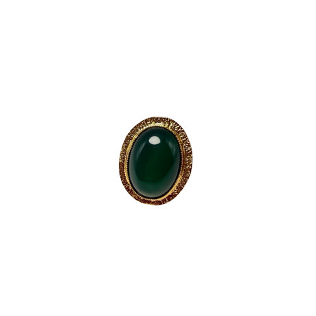 Anello Ovale Etrusco Cabochon Ottone e Giada verde