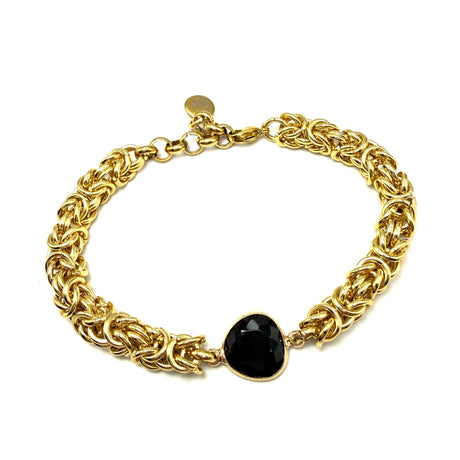 Bracciale Bizantina Dorata e pietra semipreziosa Black