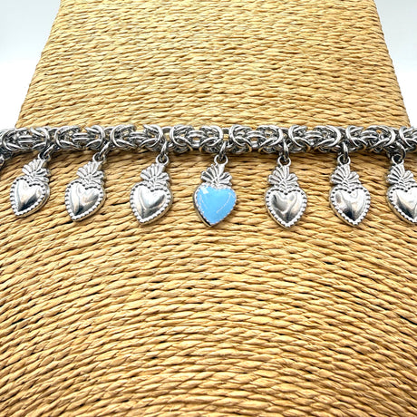 Bracciale Bizantina Cuori Sacri acciaio inossidabile pervinca