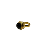 Anello rotondo Etrusco Cabochon Ottone e Onice
