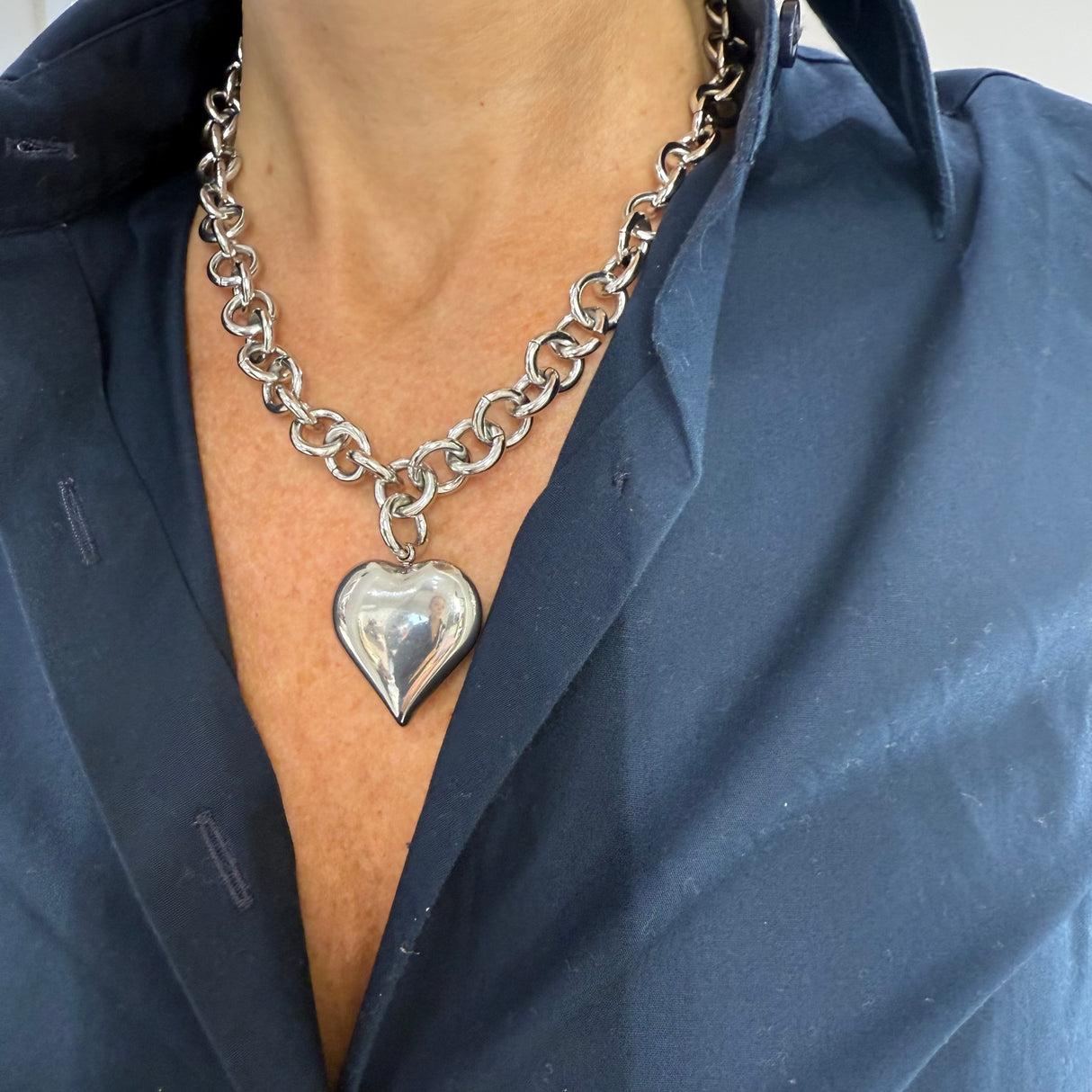 Collana Rolò Cuore Acciaio inossidabile