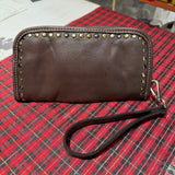 Portafoglio pelle e borchie Testa di Moro