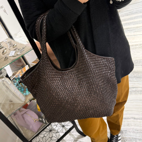 Borsa Shopper Harry intrecciata Testa di Moro