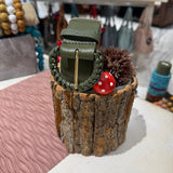 Cintura Vera Pelle Verde militare