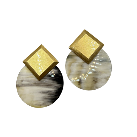 Orecchini geometrici in Corno e Argento925
