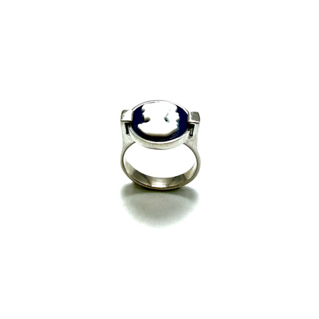 Anello Cammeo Blu Slim 2 Argento925
