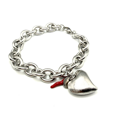 Bracciale Cuore Satinato Silver Acciaio Inossidabile