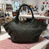 Borsa Shopper Harry intrecciata Verde Militare