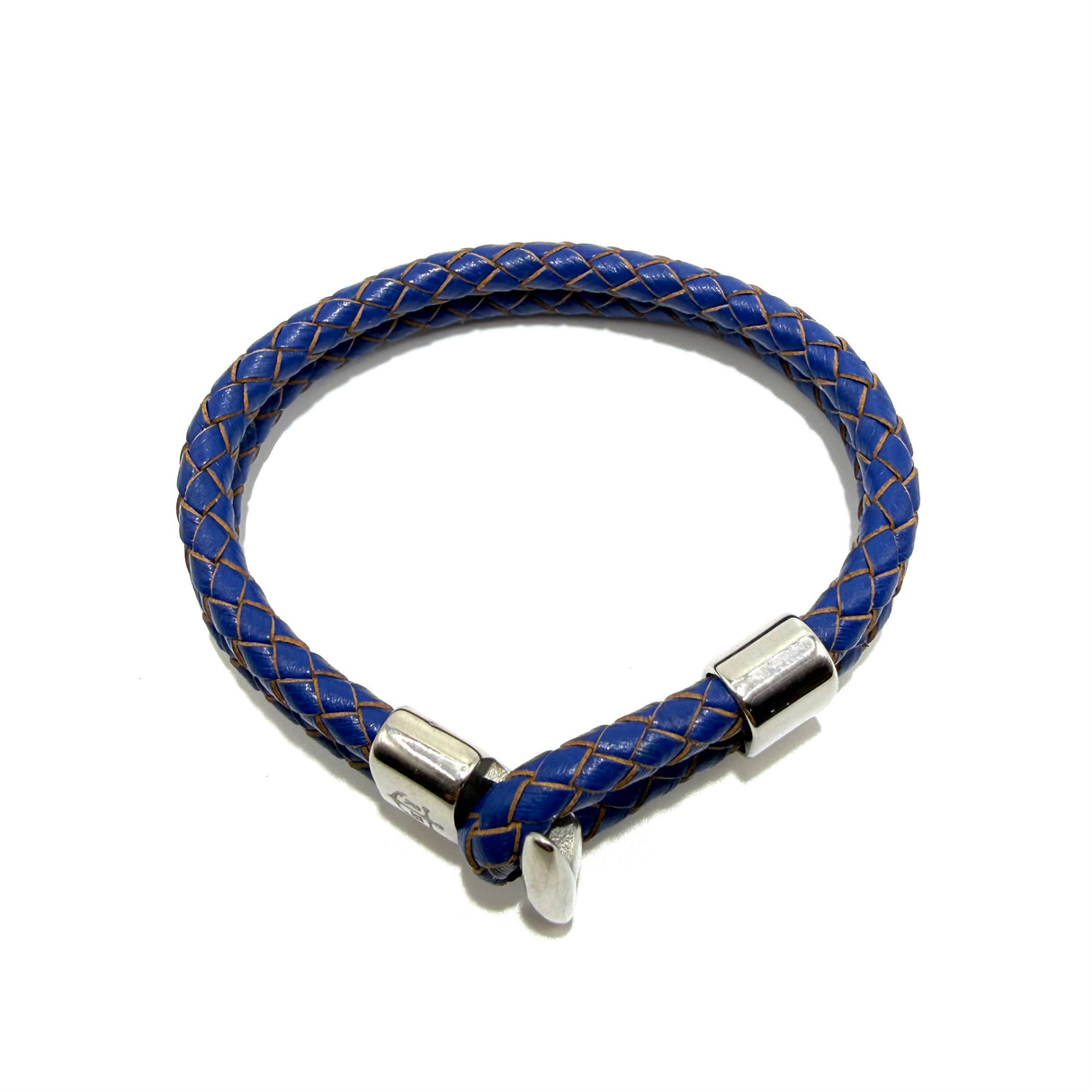 Bracciale Bitta in pelle blu elettrico