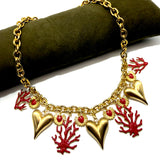 Collana Cuori e Rami di Corallo acciaio inossidabile