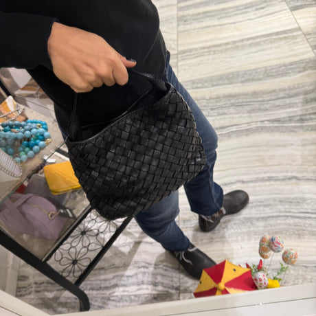 Borsa Mirtilla Small intrecciata Black