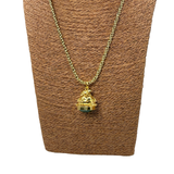 Collana Lanterna 6 Campana Giada Verde Smeraldo e Rana