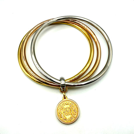 Bracciale rigido 3 fili Multicolor con moneta