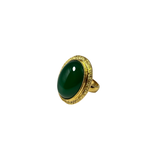 Anello Ovale Etrusco Cabochon Ottone e Giada verde