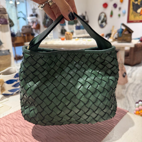 Borsa Mirtilla Small intrecciata Verde Foresta