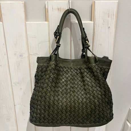 Borsa Intreccio Small Verde militare