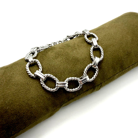 Bracciale rolò torcioni alternati acciaio inossidabile