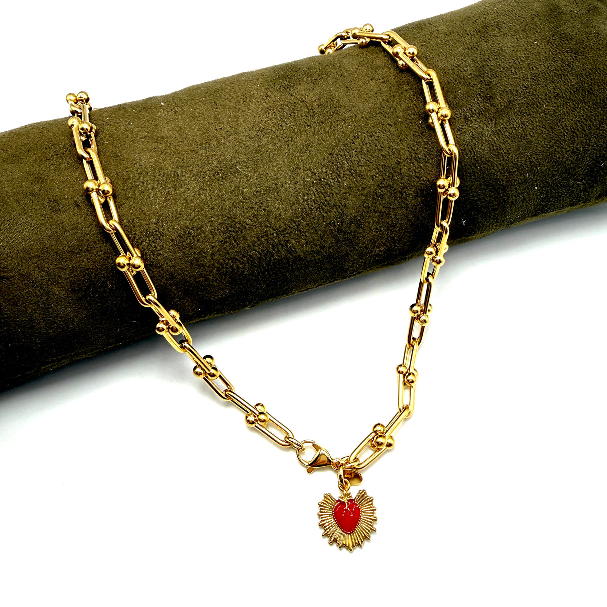 Collana maglia Staffa Gold e cuore sacro