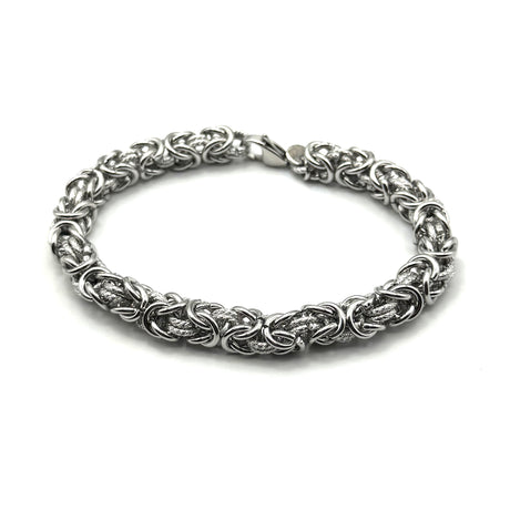 Bracciale Bizantina con anelli godronati 0,8 mm