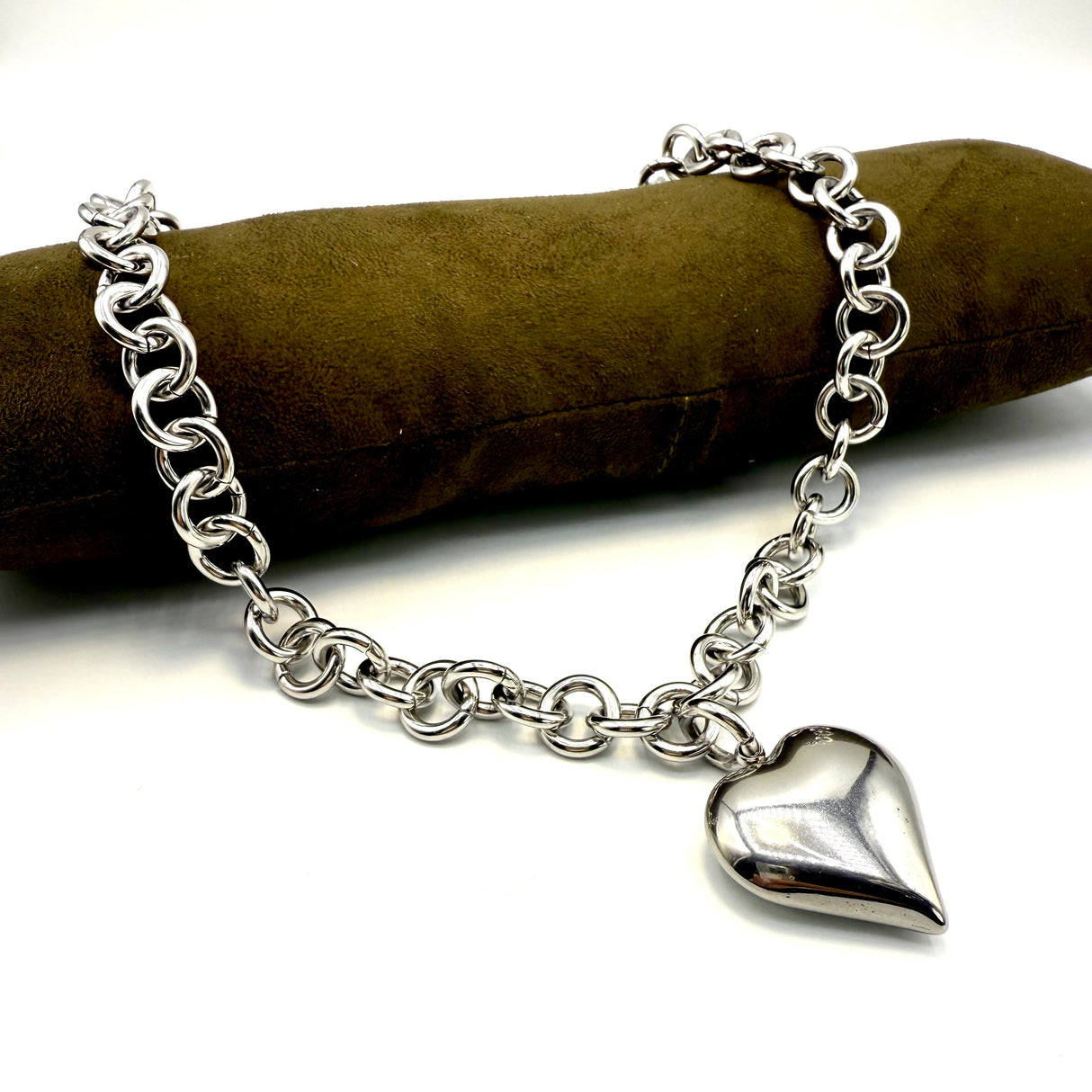 Collana Rolò Cuore Acciaio inossidabile