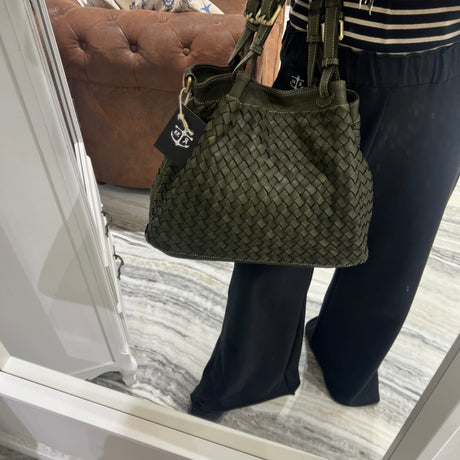 Borsa Intreccio Small Verde militare