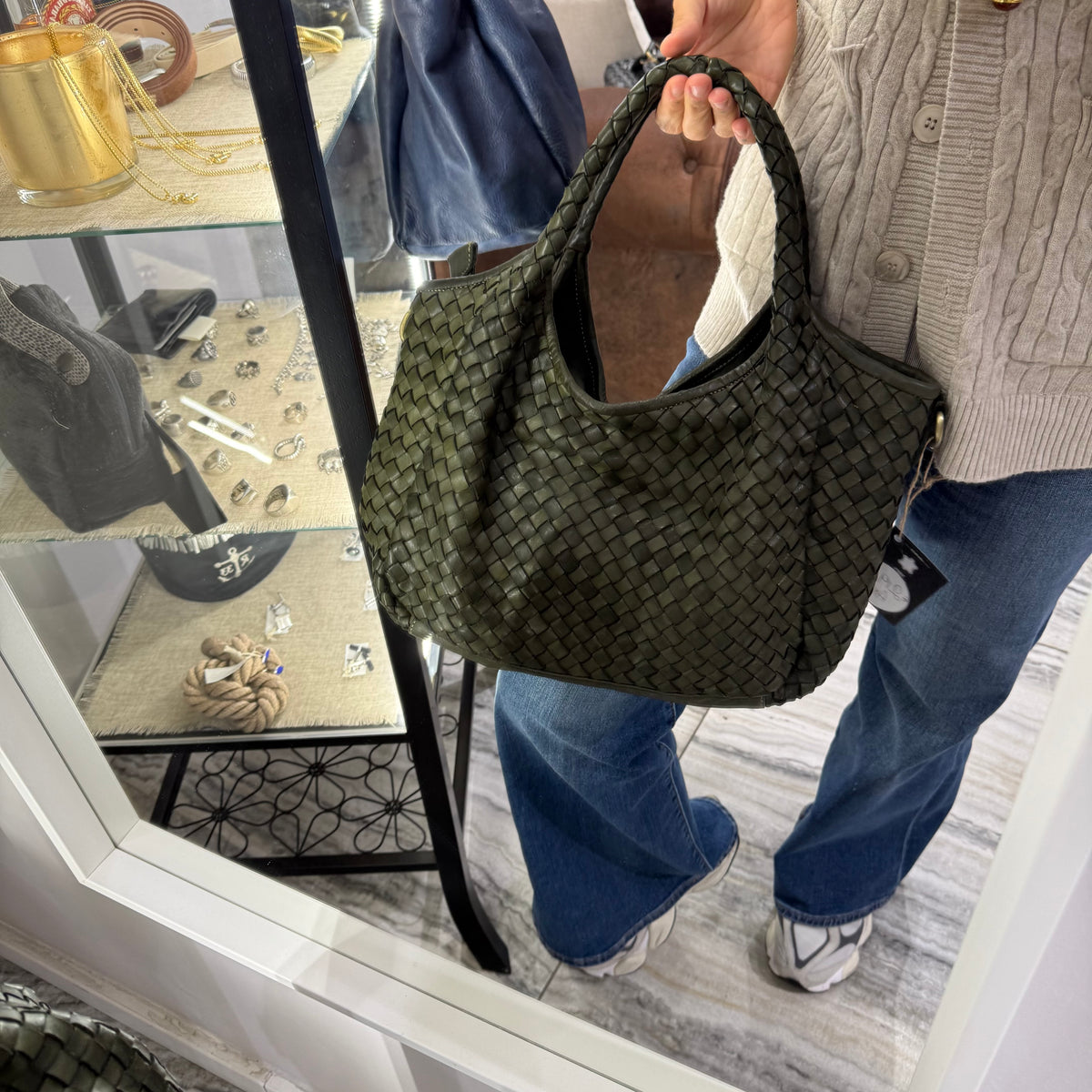 Borsa Intreccio Anita Verde Militare