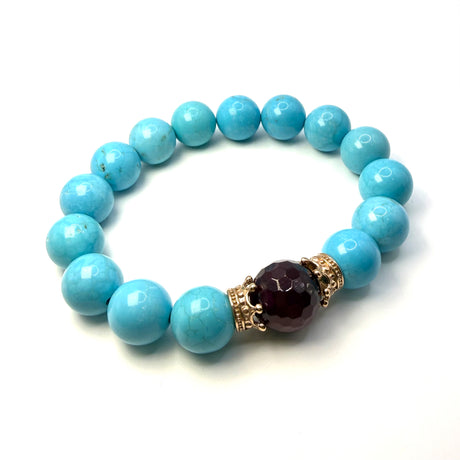 Bracciale Pasta di Turchese, Giada rubino e Corone