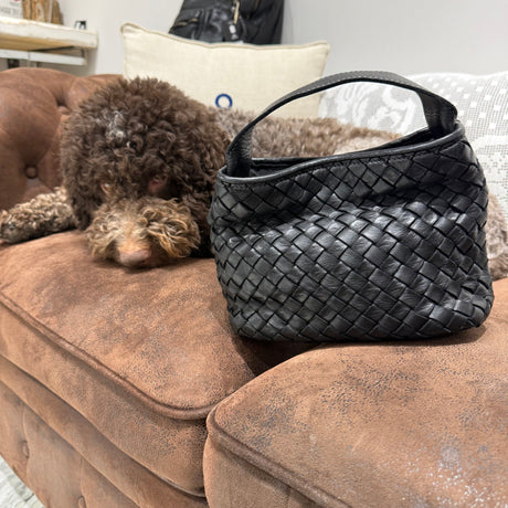 Borsa Mirtilla Small intrecciata Black