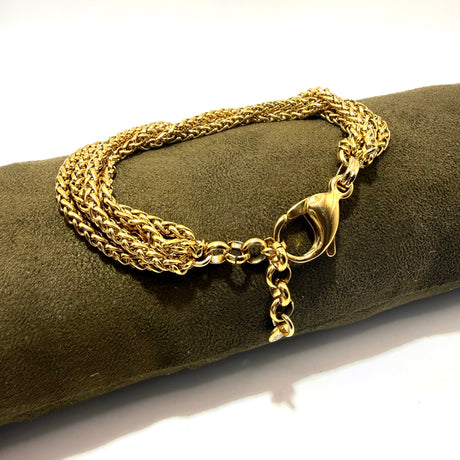 Bracciale Multifili Spiga dorata 3 mm acciaio inossidabile
