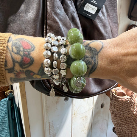 Bracciale sfere in Resina Verde Giada