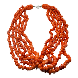 Collana Multifili Corallo Bamboo Rosso chiaro