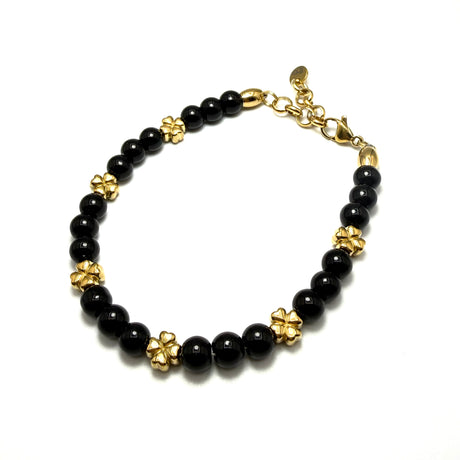 Bracciale pietre e pepite Quadrifoglio in Acciaio inossidabile