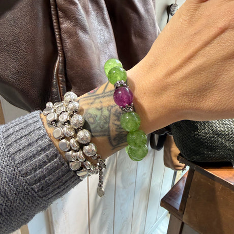Bracciale Agata Verde, Viola e Corone