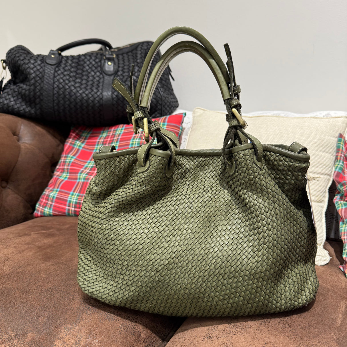 Borsa Rachele pelle Verde Militare