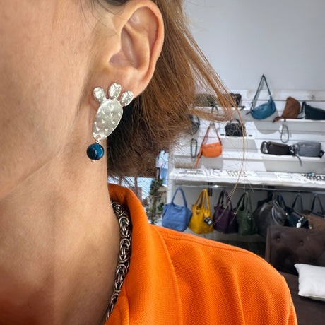 Orecchini Fico d'India Argento925 Occhio di Tigre Blu