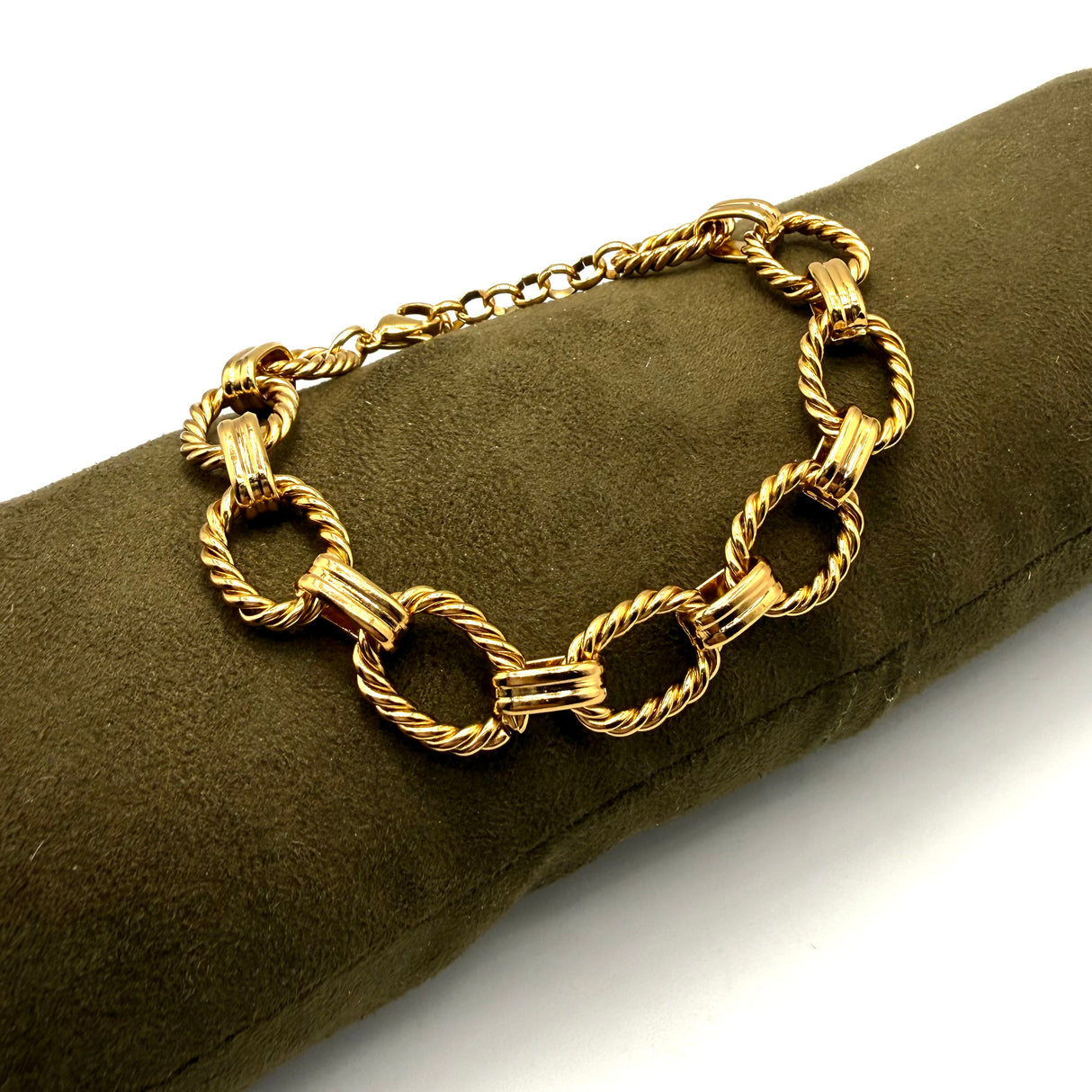 Bracciale rolò torcioni dorati alternati acciaio inossidabile