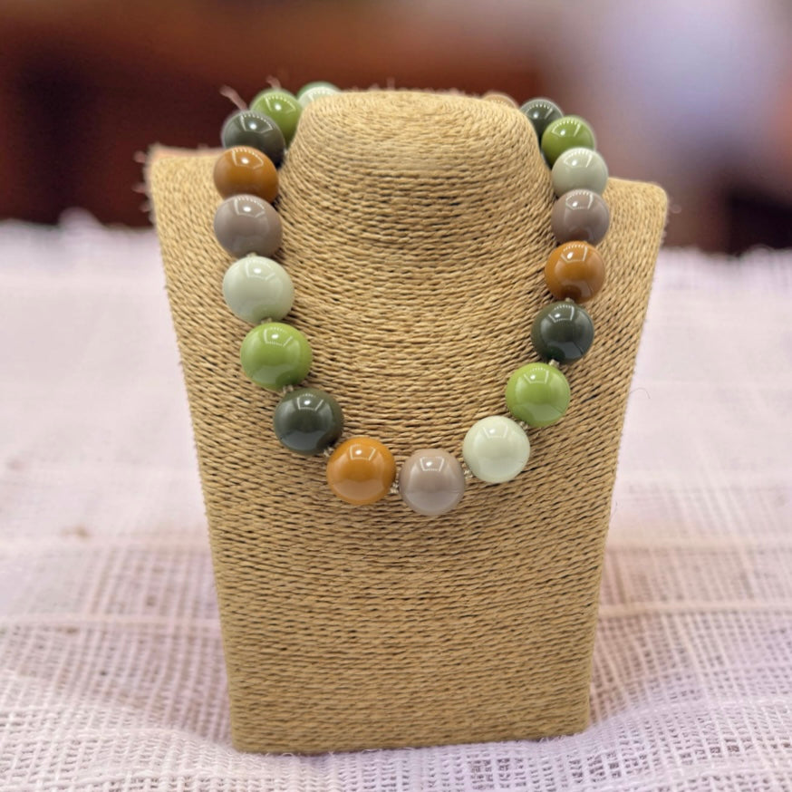 Collana sfere in Resina Multicolor Verde