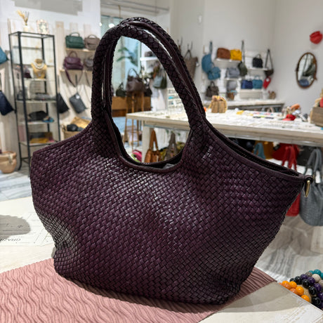 Borsa Shopper Harry intrecciata Borgogna