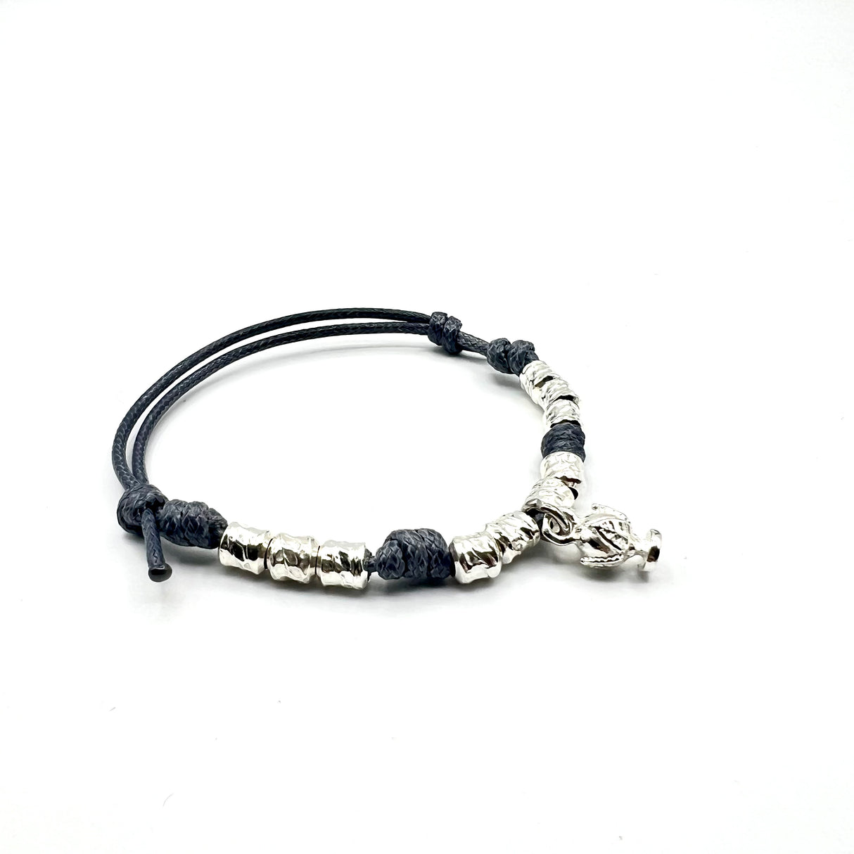 Bracciale cordino e Pumino Argento925 Grigio