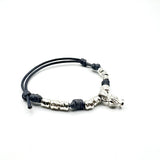 Bracciale cordino e Pumino Argento925 Grigio