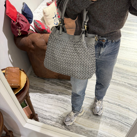 Borsa Intreccio Small Grigio Chiaro