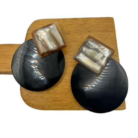 Orecchini geometrici 2 in Corno e Argento925