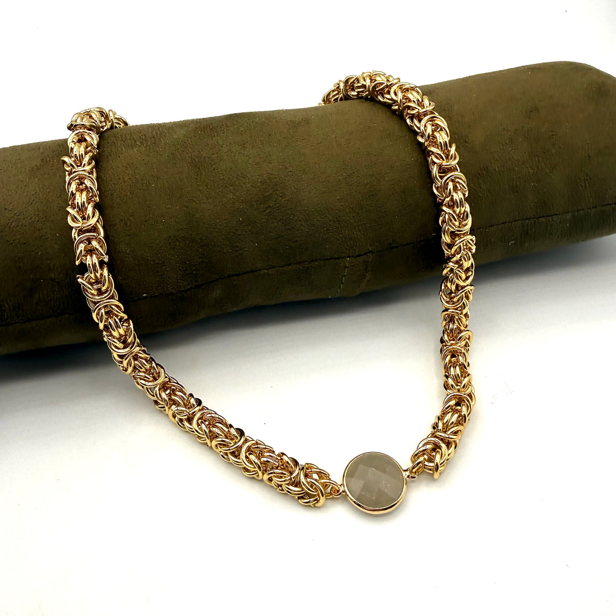 Collana Bizantina Dorata e pietra acciaio inossidabile