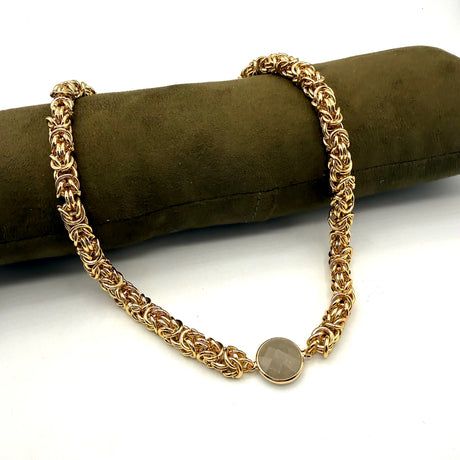 Collana Bizantina Dorata e pietra acciaio inossidabile