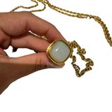 Collana Lanterna 7 Campana Calcedonio Bianco
