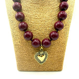 Collana Resina Borgogna e Cuore Sacro Gold