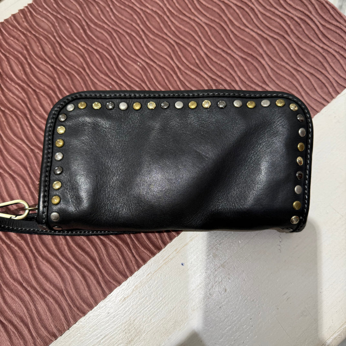 Portafoglio pelle e borchie Black