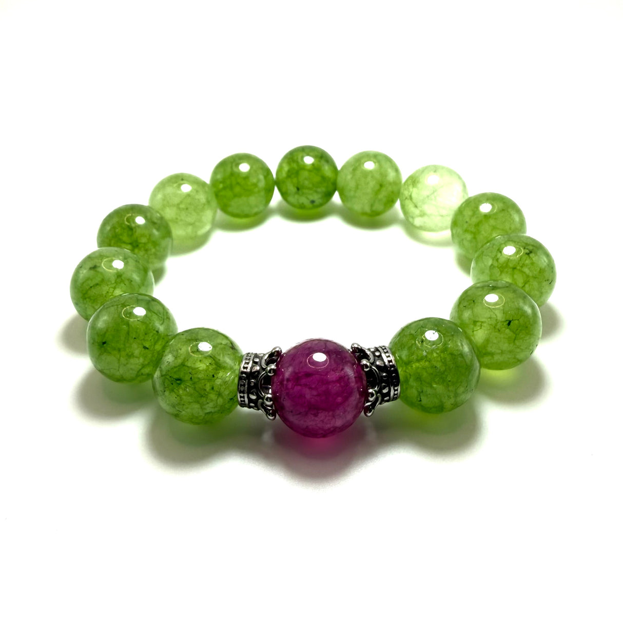Bracciale Agata Verde, Viola e Corone