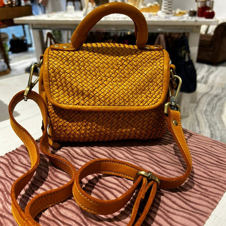 Borsa PIMMA intrecciata Senape