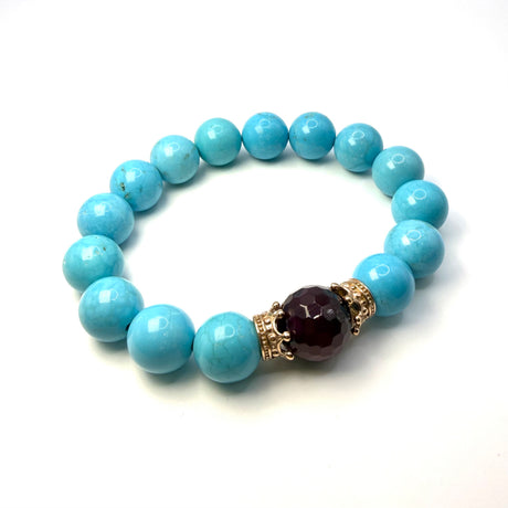 Bracciale Pasta di Turchese, Giada rubino e Corone